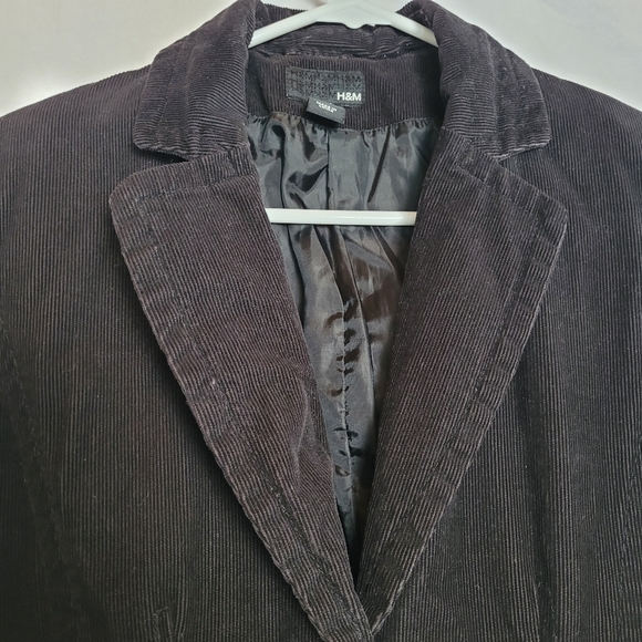 H&M Black Corduroy 2 Button Career Work Office Blazer Women's Size 8 - Picture 4 of 13